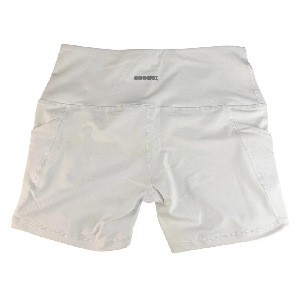 Ododos Womens High Waisted Yoga Biker Shorts with Pockets White Size Large NWT